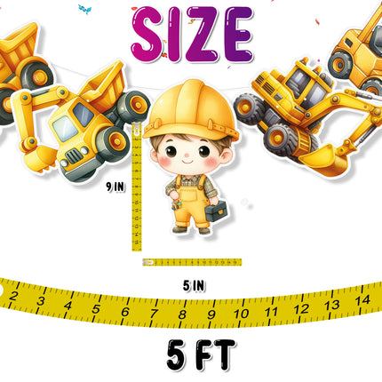 Construction Theme 5-Piece Banner Decoration