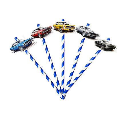 Retro Car-Themed Party Straws – Set of 10PCS Drink Decor
