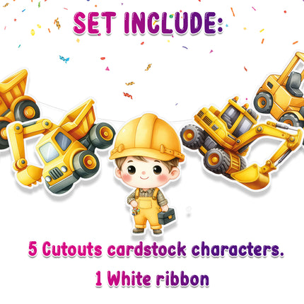 Construction Theme 5-Piece Banner Decoration