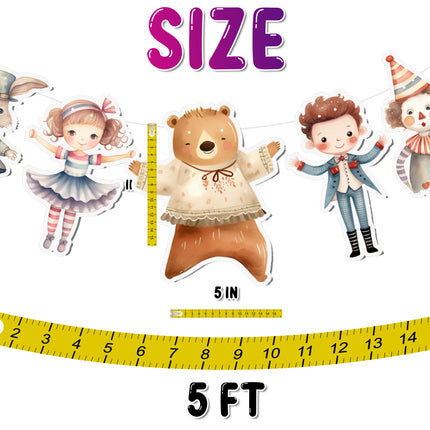 Circus Watercolor 5 pcs Banner - Charming Carnival Party Decor