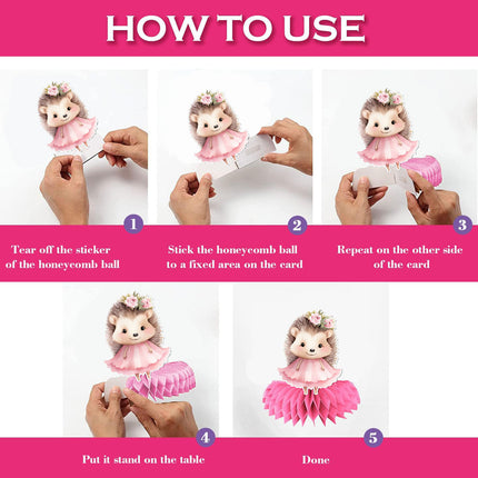 Pink Hedgehog Honeycombs 5 pcs - Charming Party Decorations