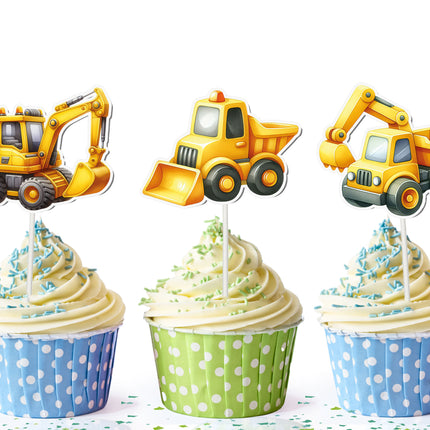 10-Piece Construction Cupcake Toppers |Party Decor | Construction Theme