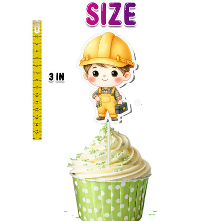 10-Piece Construction Cupcake Toppers | Party Decor | Construction Theme