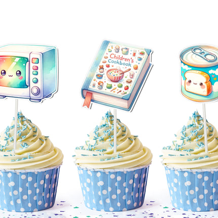 Cooking-Themed Cupcake Toppers - Set of 10 | Fun Kitchen Party Decorations | Baking-Themed Toppers