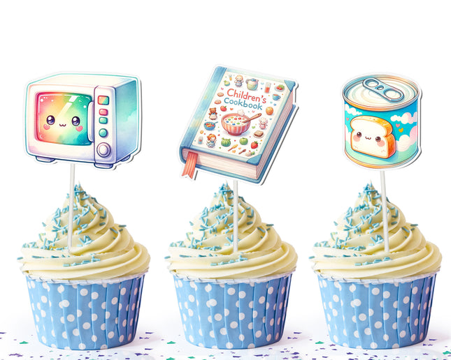 Cooking-Themed Cupcake Toppers - Set of 10 | Fun Kitchen Party Decorations | Baking-Themed Toppers