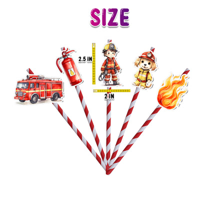 Firefighter-Themed Party Straws – Set of 10PCS Drink Decor
