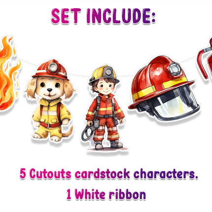 Firefighter 5 Pcs Party Banner - Fireman Theme Kids Party Decor