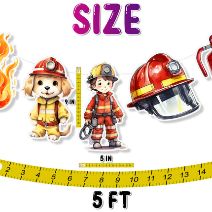 Firefighter 5 Pcs Party Banner - Fireman Theme Kids Party Decor