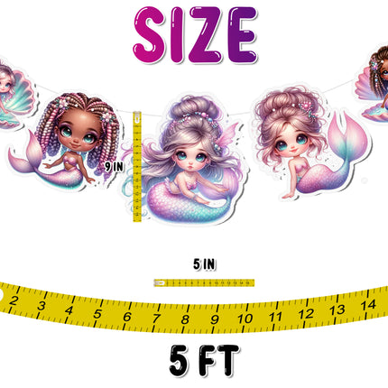 Pink Mermaid 5 pcs Banner - Enchanting Underwater Party Decor