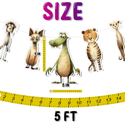 Safari Animals 5 pcs Banner - Fun Jungle Party Decor