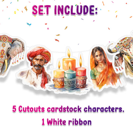 Indian Cultural 5 Pcs Party Banner - Traditional India Theme Decor