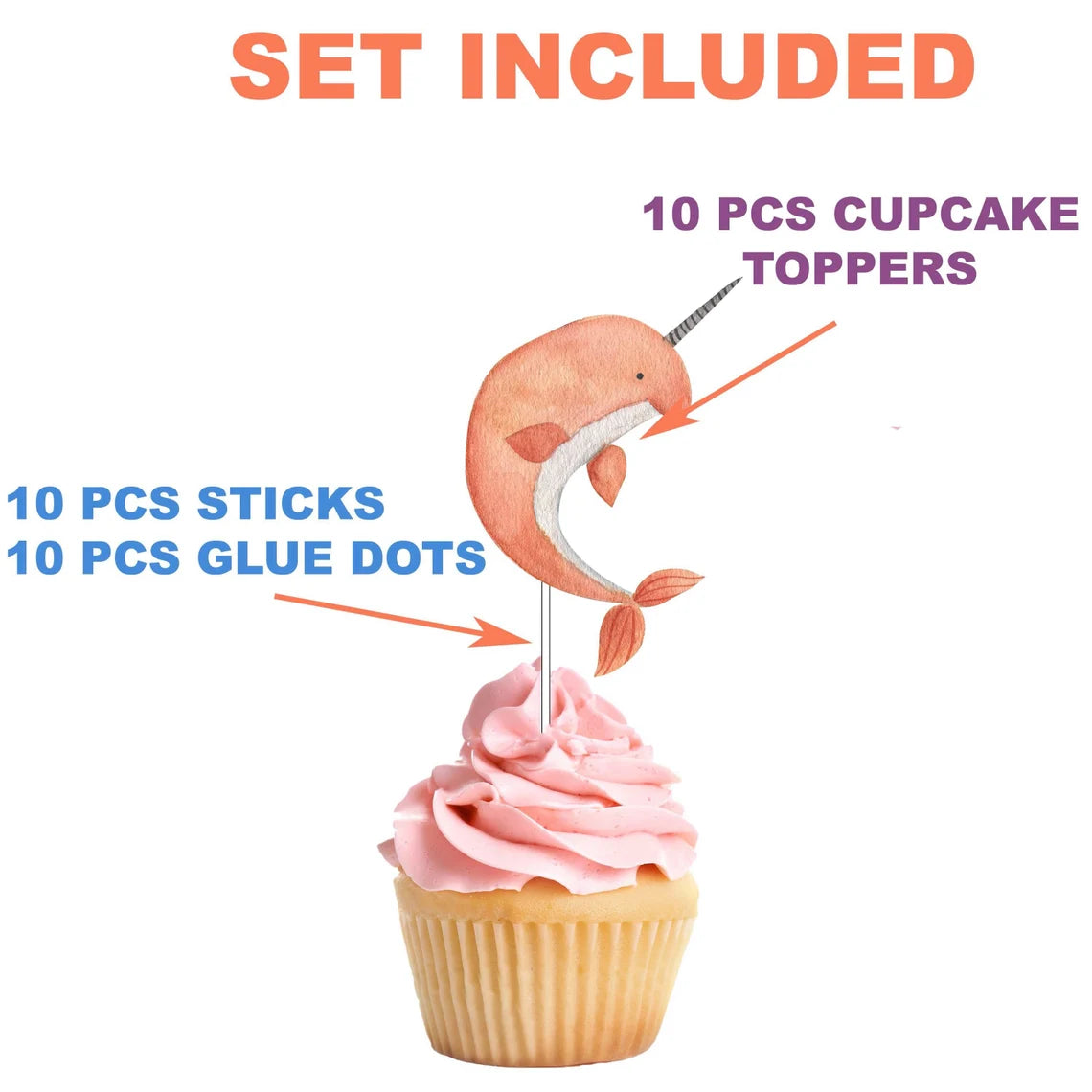 Oceanic Escapade Cupcake Toppers - Set of 10 Marine Delights