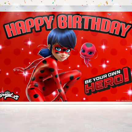 5x3 FT Miraculous Ladybug Backdrop - Transform Your Party into a Parisian Adventure!