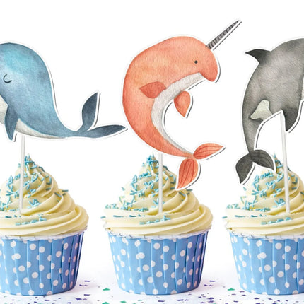 🌊 Oceanic Escapade Cupcake Toppers - Set of 10 Marine Delights 
