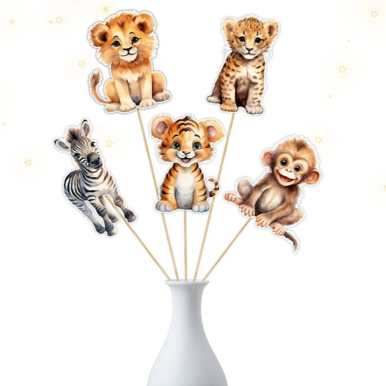 Set of 5 Jungle Animals Centerpieces - Safari Party Decorations
