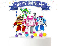 Adorable Cartoon Robocar Poli Cake Topper - Make Your Cake an Epic Robocar Adventure