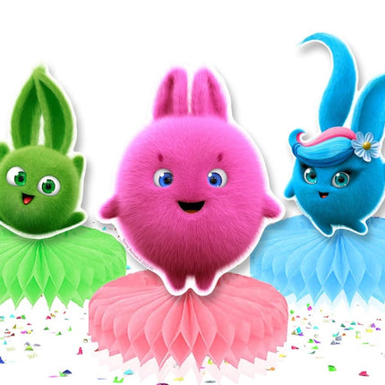 5 Pcs Sunny Bunnies Honeycomb Table Centerpieces - Add Playful Charm to Your Table Decor!