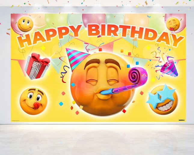 Vibrant 5x3 FT New Emoji Smiley Faces Party Decorations Backdrop - Set the Mood for Emoji Fun!