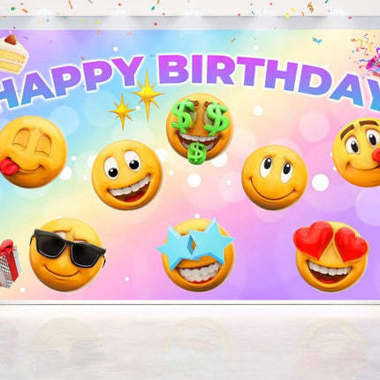 5x3 FT New Emoji Smiley Faces Party Decorations Backdrop - Add a Splash of Emotions to Your Celebration!
