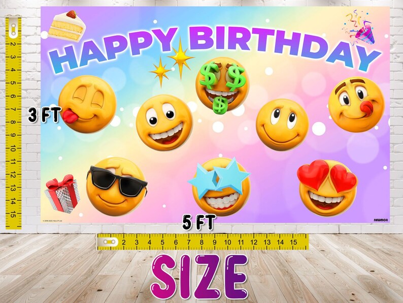 5x3 FT New Emoji Smiley Faces Party Decorations Backdrop - Add a Splash of Emotions to Your Celebration!