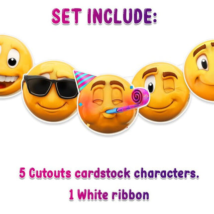 5 Pcs New Emoji Smiley Faces Party Decorations Banner - Express Yourself in Style!