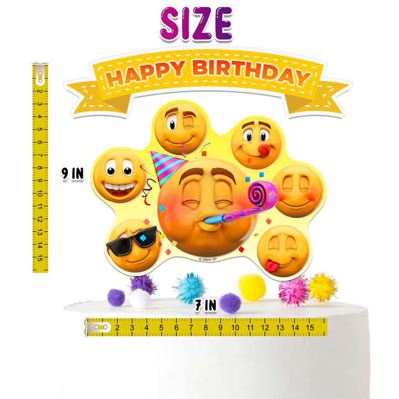 New Emoji Smiley Faces Party Cake Topper - Add Fun Expressions to Your Sweet Treats!