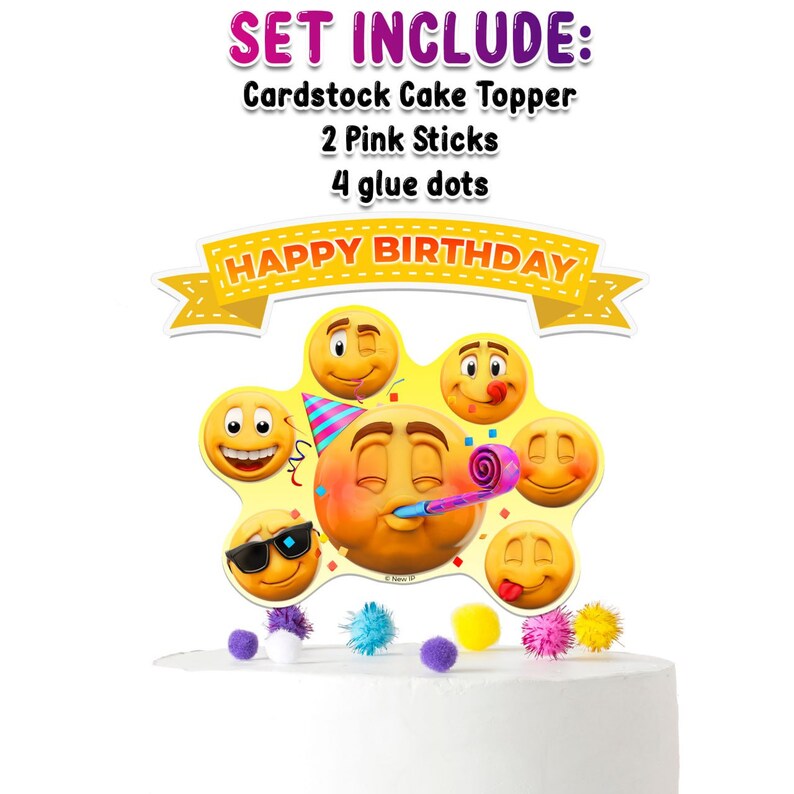 New Emoji Smiley Faces Party Cake Topper - Add Fun Expressions to Your Sweet Treats!