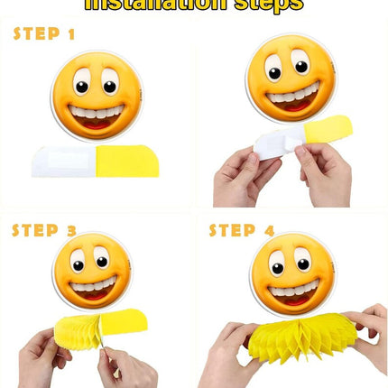 5 Pcs New Emoji Smiley Faces Party Honeycomb Centerpieces - Add Playful Charm to Your Decor!