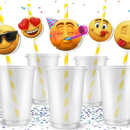 10 Pcs New Emoji Smiley Faces Party Straws - Sip and Express with Fun Emojis!