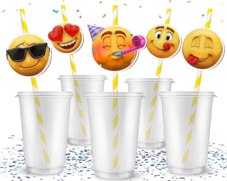 10 Pcs New Emoji Smiley Faces Party Straws - Sip and Express with Fun Emojis!