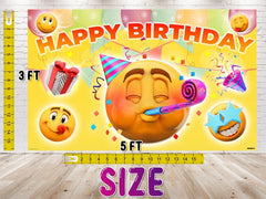 Vibrant 5x3 FT New Emoji Smiley Faces Party Decorations Backdrop - Set the Mood for Emoji Fun!