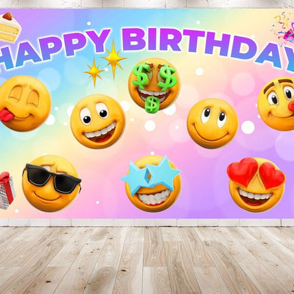 5x3 FT New Emoji Smiley Faces Party Decorations Backdrop - Add a Splash of Emotions to Your Celebration!