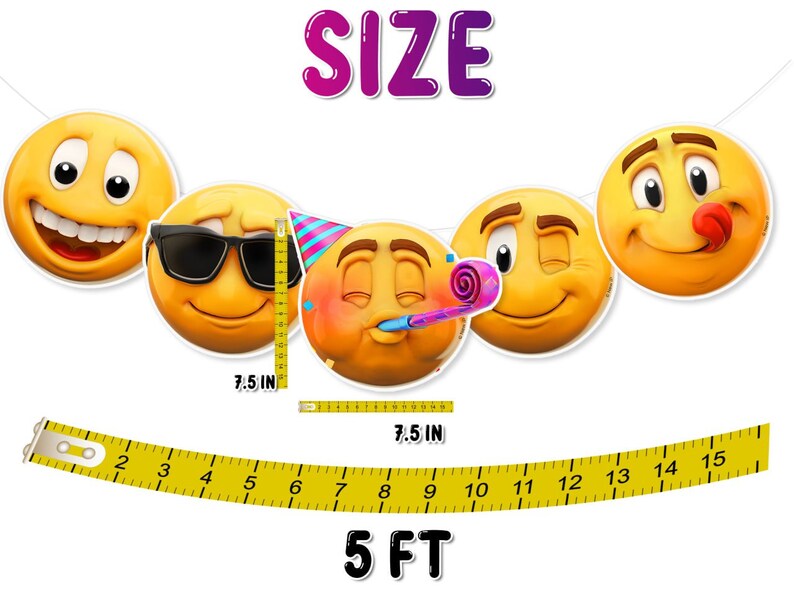5 Pcs New Emoji Smiley Faces Party Decorations Banner - Express Yourself in Style!