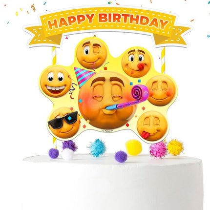 New Emoji Smiley Faces Party Cake Topper - Add Fun Expressions to Your Sweet Treats!