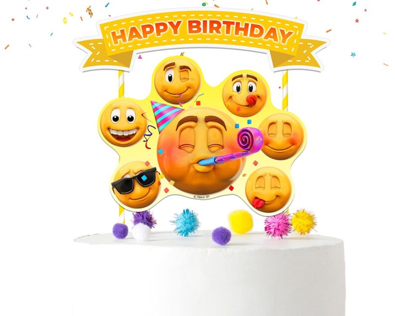 New Emoji Smiley Faces Party Cake Topper - Add Fun Expressions to Your Sweet Treats!