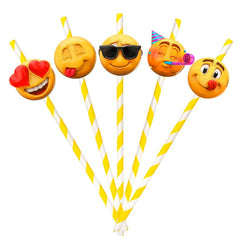 10 Pcs New Emoji Smiley Faces Party Straws - Sip and Express with Fun Emojis!