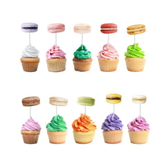 Chic Macaron Cupcake Toppers - Set of 10 Delightful French Patisserie Decorations for Sweet Celebrations