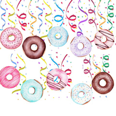 Delectable Donut Party Swirl Decorations - Sweet Hanging Cutouts for Dessert-Themed Celebrations