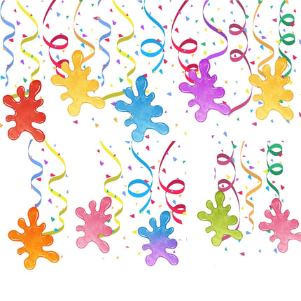 Vibrant Slime Swirls Decoration Set - 10pcs Colorful Party Hanging Cutouts