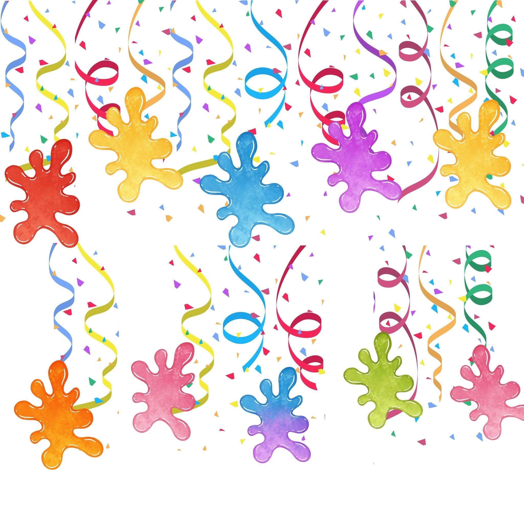 Vibrant Slime Swirls Decoration Set - 10pcs Colorful Party Hanging Cutouts
