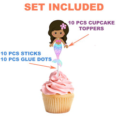 Afro Mermaid Cupcake Toppers - Perfect for Birthday Celebrations and Party Decorations