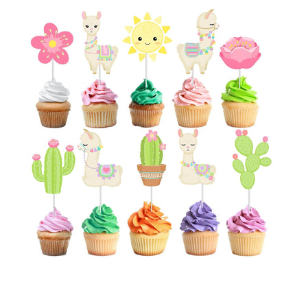 Lively Llama Cupcake Toppers - Brighten Up Your Desserts with a Desert Twist