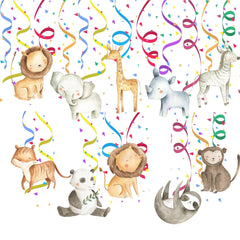 Safari Adventure Jungle Animal Swirl Decorations - Charming Animal Cutouts for Wild Party Themes