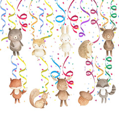 Enchanting Forest Friends Swirl Decorations - Whimsical Woodland Animal Cutouts for Themed Events