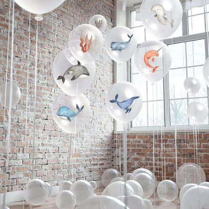 8 Pcs Whales Balloon Stickers for Birthday Decorations for Under The Sea Birthday Party OceanTheme (Balloons not included)