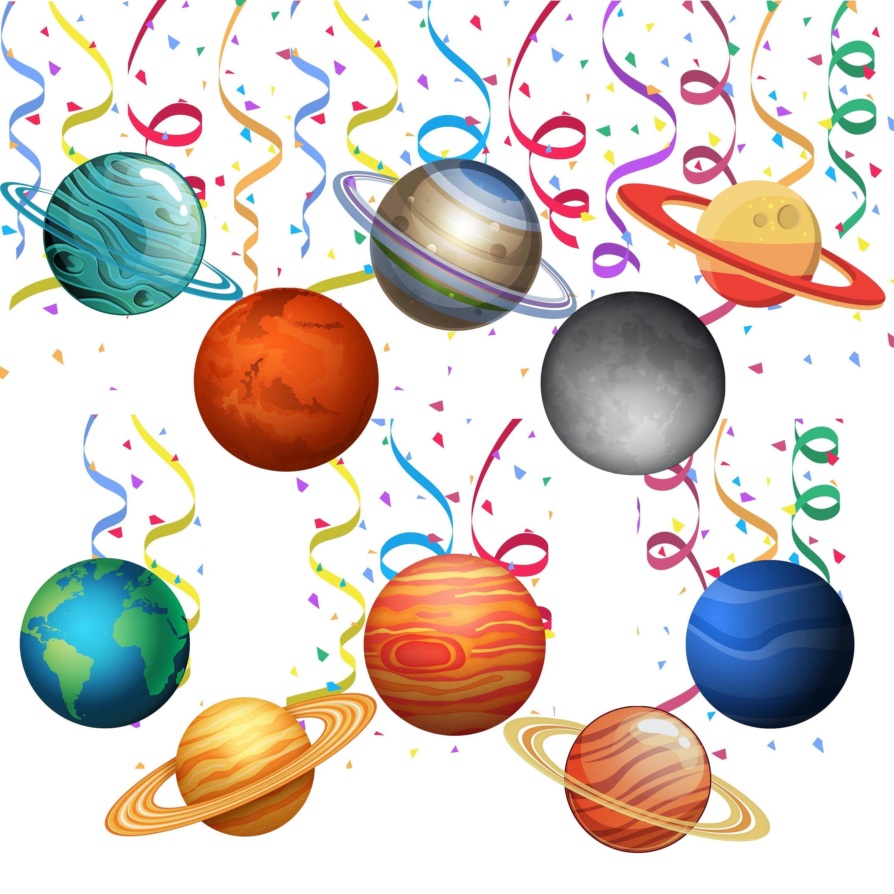Cosmic Solar System Party Swirl Decorations - Planetary Hanging Cutouts for Space-Themed Events