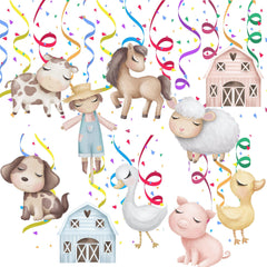 Rustic Boho Farm Animal Swirl Decorations - Charming Countryside Hanging Cutouts for Themed Parties