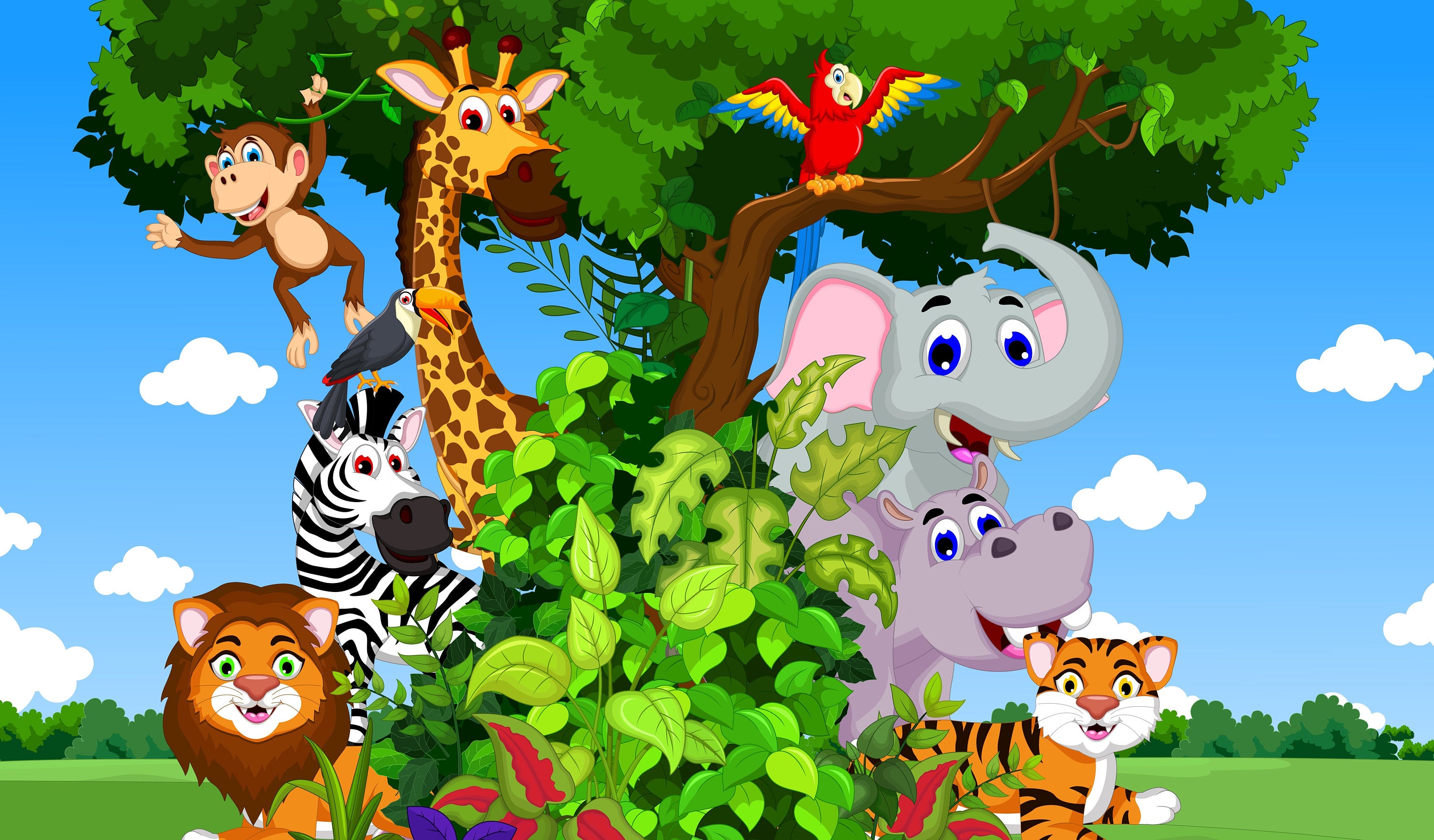 "Jungle Jubilee" Baby Shower and Birthday Backdrop 5x3 FT - Vibrant Animal Party Decor