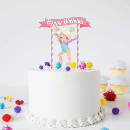 Adorable Gymnastics Birthday Cake Topper – Celebrate with a Leap of Joy