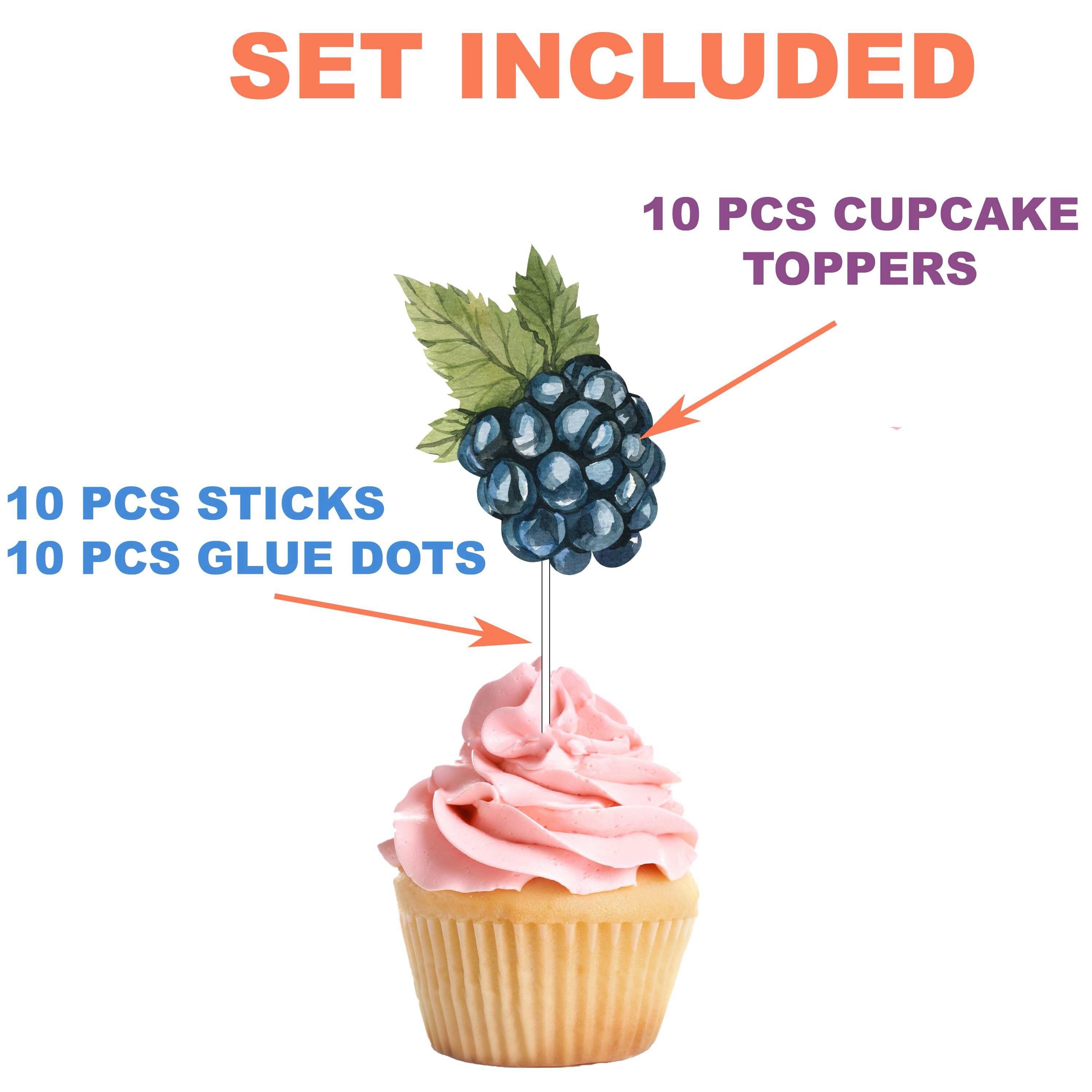 Berry Delight Cupcake Toppers - Set of 10 Artisanal Fruit Decorations for Desserts